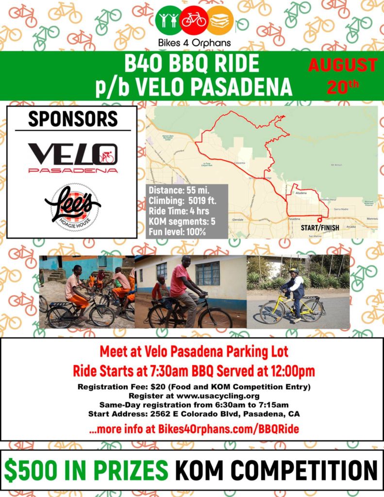 SAVE THE DATE! 
 Come join us on our Barbecue Ride on August 20th. 
 The ride will start at Velo Pasadena bicycle shop and include the epic ...